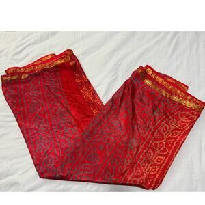 Women's Red Bandani Saree/ Sari Fabric